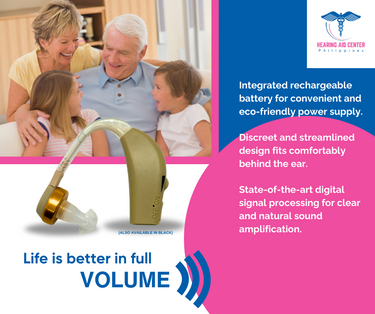 BTE Rechargeable Hearing Aid with base charger (Skin-Tone)